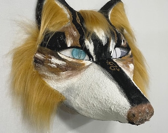 Natural Husky Therian Half Mask with EyeMesh