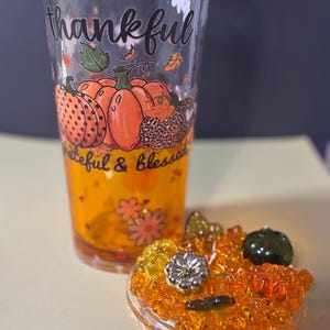 24oz Custom Lava Drip acrylic snow globe tumbler-Fall Inspired with decorative lid and straw.