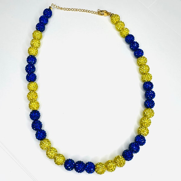 BroBeads Blue/Yellow Baseball Necklace