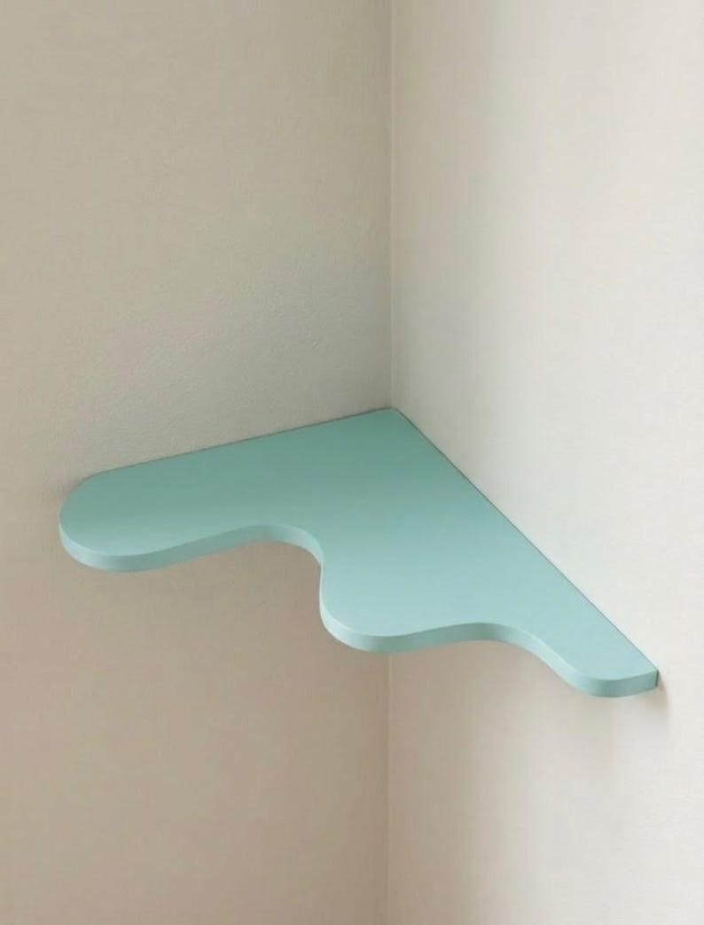 Juego de estantes de esquina / Estante de esquina ondulado / Juego de estantes con forma de gota / Decoración estética para habitaciones / Estantes de esquina flotantes imagen 4