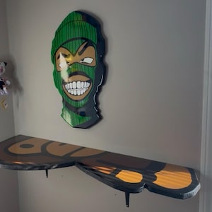 Handmade Wood & Resin Art Floating Shelf: Hypebeast Room Decor , Handcrafted Gift