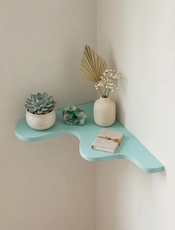 Corner Wall Shelf Set | Wavy Corner Shelf | Blob Shelf Set | Aesthetic Room Decor | Floating Corner Shelves