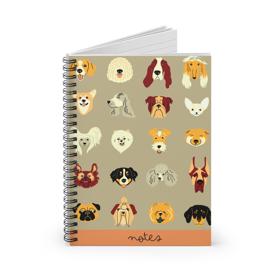 Dog Faces Spiral Notebook | Cute Puppy Pattern Ruled Journal, Log Book - Etsy Australia