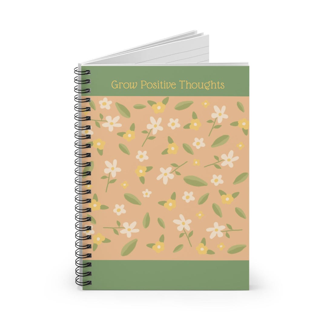 Grow Positive Thoughts Spiral Notebook | Floral Pattern, Ruled Journal ...