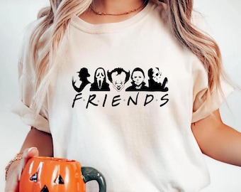 FRIENDS Halloween Tee, Y2k, Crop top, Halloween Vintage shirt, 90s Y2k Gothic Tee for Girls, Retro Spooky Season Baby Tee
