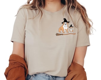 English Bulldog Halloween Tee, Y2k, Halloween Vintage, 90s, Retro Spooky Season Baby Tee, PSL, Pumpkin Spice, Coffee, Spooky Season