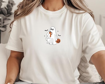 Trendy Ghost Halloween Tee, Y2k, Halloween Vintage shirt, 90s Y2k Gothic Tee for Girls, Retro Spooky Season Baby Tee