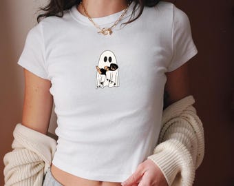 Rottweiler Halloween Baby Tee, Y2k, Crop top, Halloween Vintage shirt, 90s,Retro Spooky Season Baby Tee