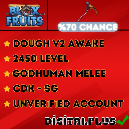 Shark Race4 Tier1 Blox Fruit Account Lv:2450, AWAKENED DOUGH, GodHuman, CDK, Unverified Account