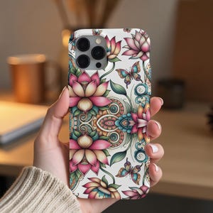 Hippie bloemen boho chic telefooncadeau Magsafe iPhone-hoesje, vegan bloemenhoes telefoon skin, schattige slanke telefoonhoes, technische accessoires, trendy iPhone
