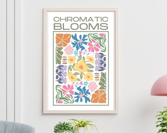 Chromatic Blooms Print, Abstract Matisse Flowers Multicolor Wall Art, Floral Decor, Printable Botanical Artwork, Digital Download