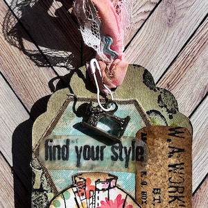 Handmade Mixed Media Tag Art For Art Journals - Fashion