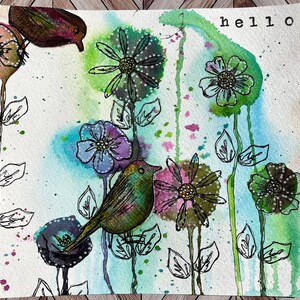 Handmade Mixed Media  Art For Art Journals Or Framing