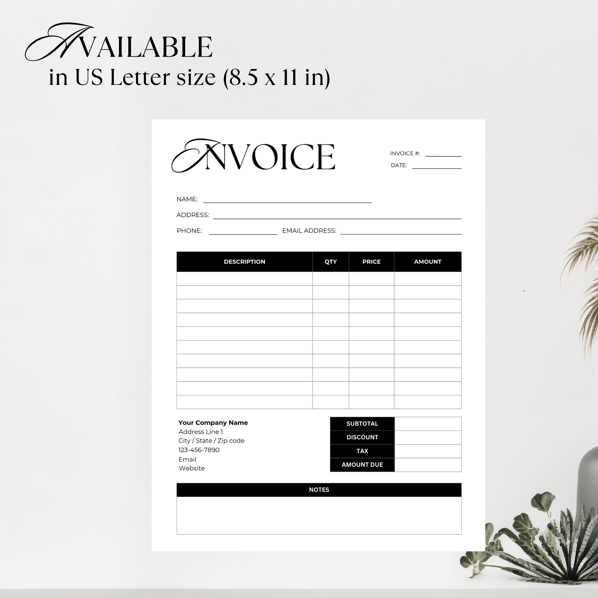 Fillable Invoice Form Instant Download Editable Invoice Template ...