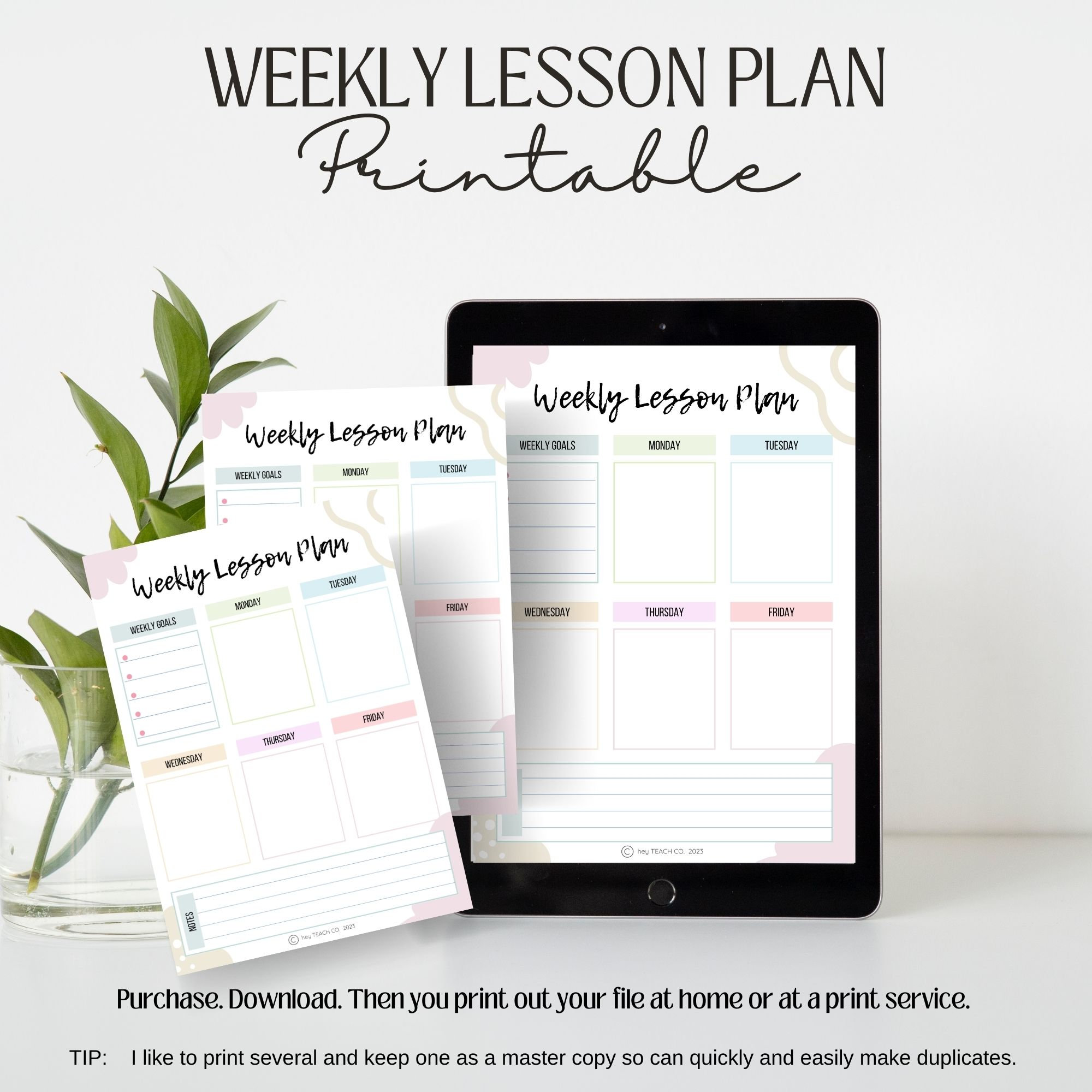 Weekly Lesson Plan, Teacher, Classroom, Printable, INSTANT DOWNLOAD - Etsy