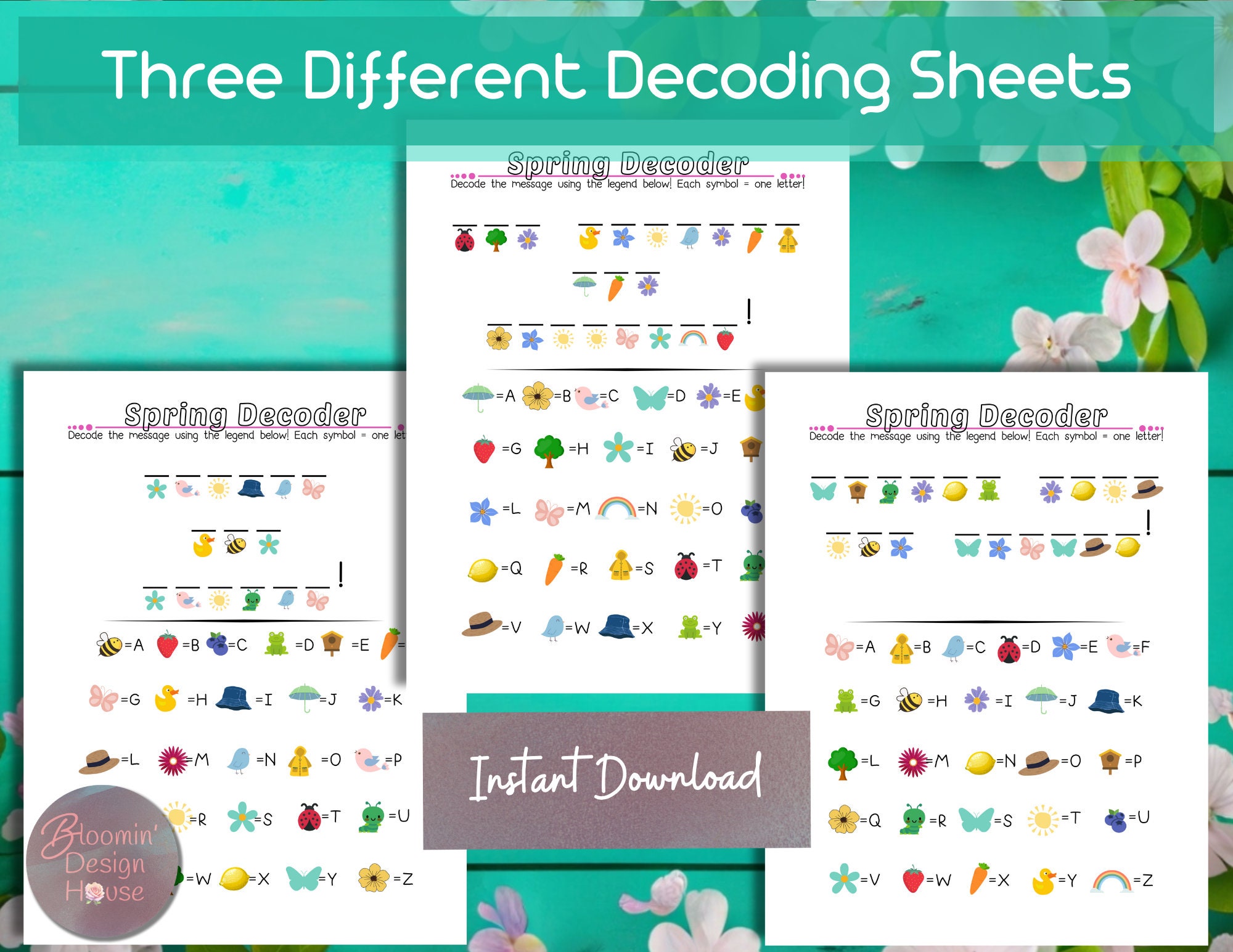 Spring Printable Workbook, Decoder Activity, Kid Games, Spring ...