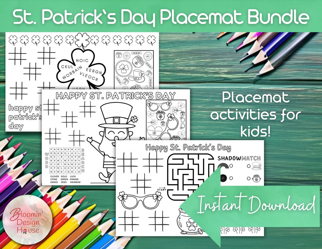 St Patrick's Day Printable Travel Activity Placemat, St Paddy's Day ...