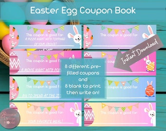 Printable Easter Egg Coupons for Easter Egg Fillers, Egg Hunt Reward, Easter Bunny Instant Download, Kids Easter Basket, Kids Activity