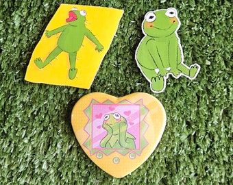 Kermie heart button and Stickers