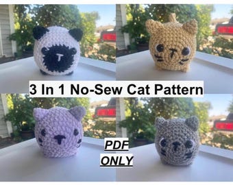 No sew Cat Crochet Pattern| 3 in 1 Pattern