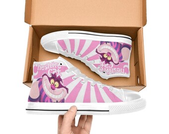 Cheshire Cat Alice in Wonderland High Top Shoes Sneakers Canvas Custom Shoes