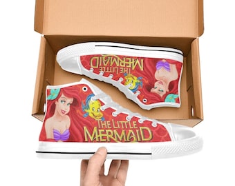 Scarpe da ginnastica alte in tela personalizzate della Sirenetta