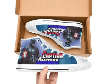 Zapatillas altas de lona personalizadas del Capitán América