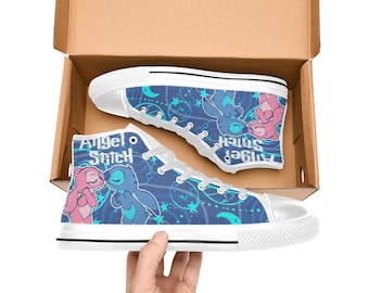 Stitch and Angel High Top Shoes Sneakers Canvas Custom Shoes