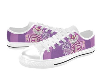 Alice in Wonderland Cheshire Cat Low Top Sneakers, Canvas printed Shoes For Kids and Adults