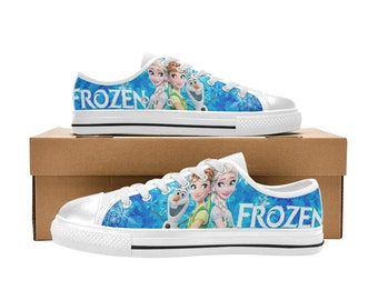 Frozen Elsa and Anna Canvas Sneakers Kids & Adults Low Top Custom