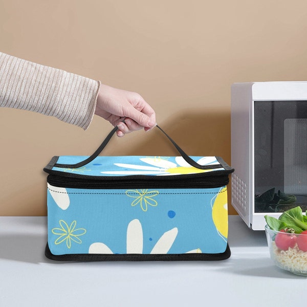 Flowers Insulated Lunch Tote - Stylish Design, Resilient Polyester, Ideal for School, Office, & Outdoor Adventures