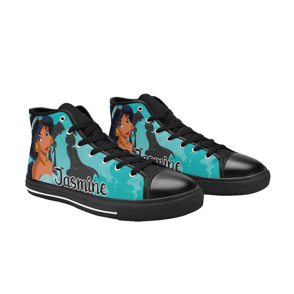 Princess Jasmine Aladdin Hi Top Sneakers, Canvas printed Shoes For Kids and Adults