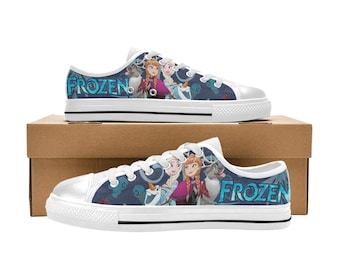 Frozen Elsa and Anna Low Top Shoes Sneakers Canvas Custom Shoes