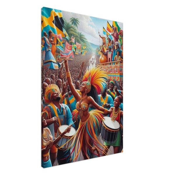 Caribbean Carnival Extravaganza: Vibrant Band and Dazzling Costume Canvas