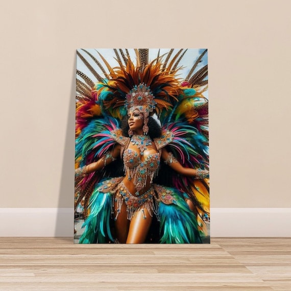Caribbean Carnival Queen: Feathered Splendour Canvas