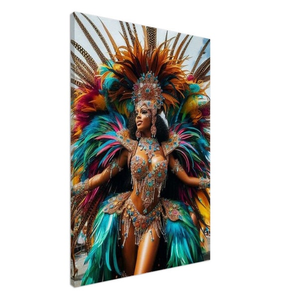 Caribbean Carnival Queen: Feathered Splendour Canvas