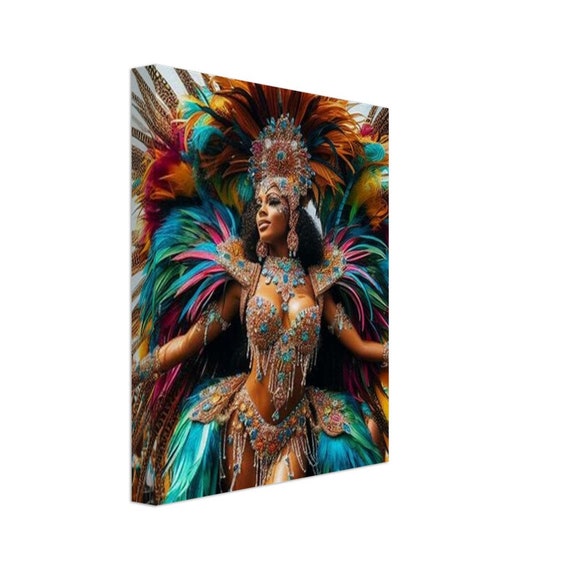 Caribbean Carnival Queen: Feathered Splendour Canvas