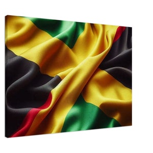 Flowing Essence: Jamaican Flag Fabric Wall Hanging
