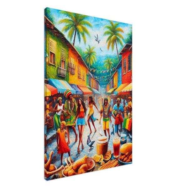 Jamaican Street Market Celebration Canvas