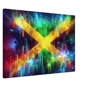 Futuristic Fusion: Abstract Jamaican Flag Art