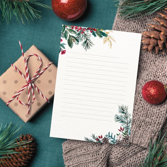 Weihnachts-Briefpapier Set - 100 Blätter In 4 Designs, DIN A4 Hochformat