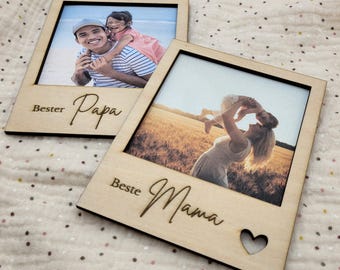 Wooden Polaroid Frame | Best Mom & Best Dad | Mother's Day or Father's Day Gift | Personalized