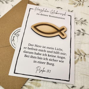 Karte mit Fisch zur Kommunion | Geschenk zur Erstkommunion | Format in A6