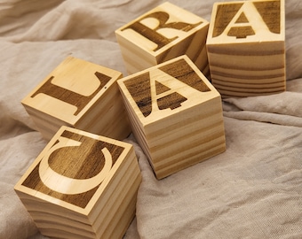 Cubi di legno personalizzati | Per nascita | Decorazione della stanza dei bambini