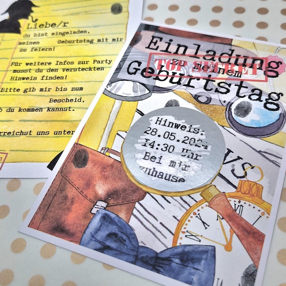 12 Biglietti D'Invito Per Compleanno Bambini A Tema Escape Room - Formato A6 Con Vernice UV