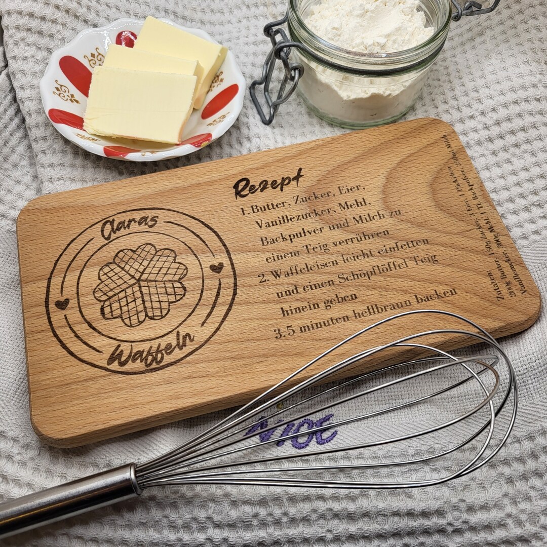 Personalized Kitchen Board for Children Favorite Recipe on Wooden Board