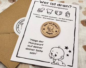 Entscheidungsmünze für Eltern | Wer ist dran? | Geschenk zur Geburt