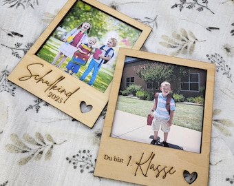 Polaroid Frame Wooden Back to School | First Day of School Decoration | Personalized | Back to School Gift | Photo School Cone