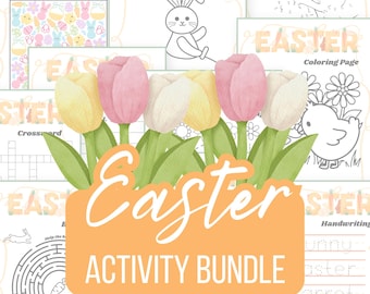 Kids Easter Activity Bundle: Coloring Pages, Word Games (Printable)