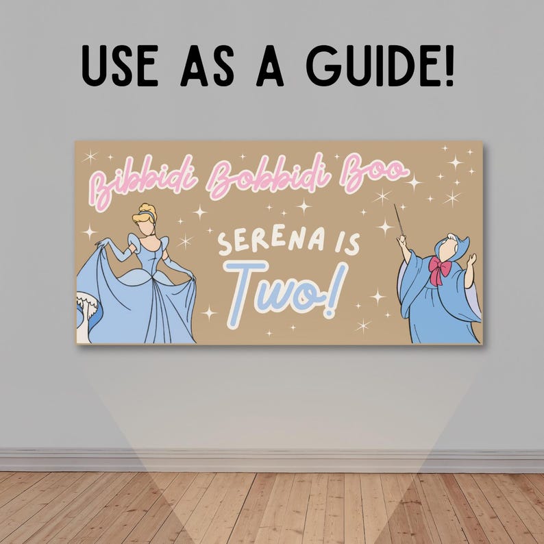 Cinderella 2nd Birthday Banner Template: Pink & Blue Party Decor ...